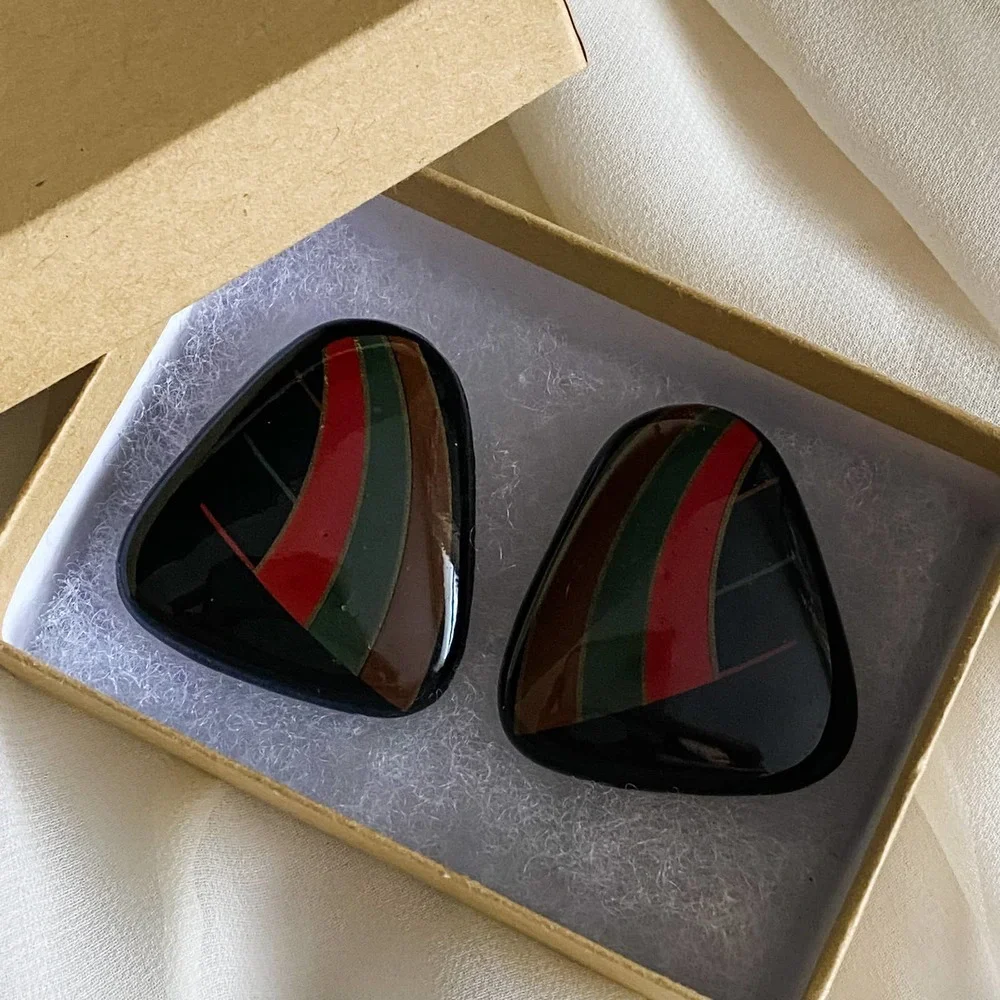 VTG Chunky Black Geometric Earrings
